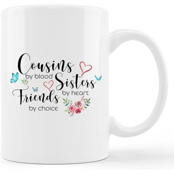 Cousin Coffee Mug 11 oz Ceramic Coffee Mug Novelty Coffee Tea Cup Simple Text Mug Ceramic Mug With Handle for Cousin Sister Gifts Birthday Anniversaries