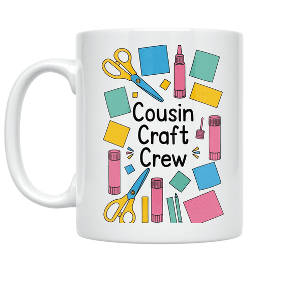 Cousin Craft Crew Scissors and Glue Design - Kids Arts and Crafts Enthusiast - 11 oz Ceramic Coffee Mug