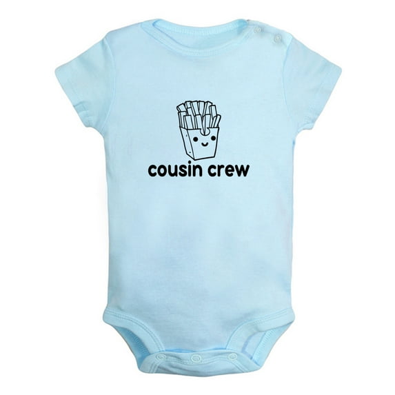Cousin Crew & Chips Image Print Rompers For Babies, Newborn Baby Unisex Bodysuits, Infant Jumpsuits, Toddler 0-12 Months Kids One-Piece Oufits (Blue, 18-24 Months)