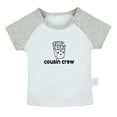 thumbnail image 1 of Cousin Crew & Chips Image Print T shirt For Baby, Newborn Babies T-shirts, Infant Tops, 0-24M Kids Graphic Tees Clothing (Short Gray Raglan T-shirt, 6-12 Months), 1 of 4