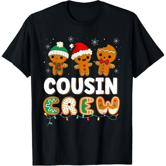 Cousin Crew Christmas Pajama Shirt Gingerbread Man T-Shirt tee