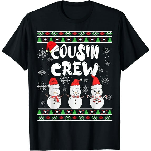 Cousin Crew Christmas Pajamas Snowmen Merry Xmas Family Boys T-Shirt