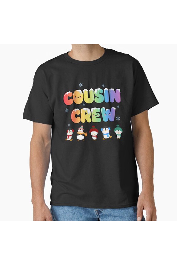 Cousin Crew Christmas Penguins Cute Matching Snowflake Theme Unisex T-Shirt, up to size 5XL