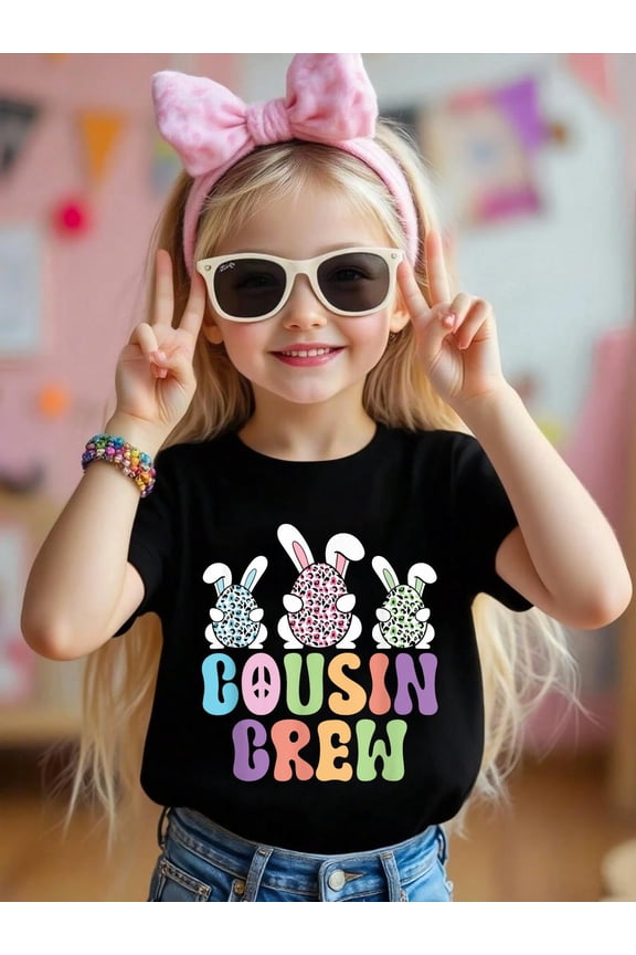 Cousin Crew Easter Bunny Family Matching Toddler Boys Girls Kids T-Shirt Graphic T-shirts for boys and girls
