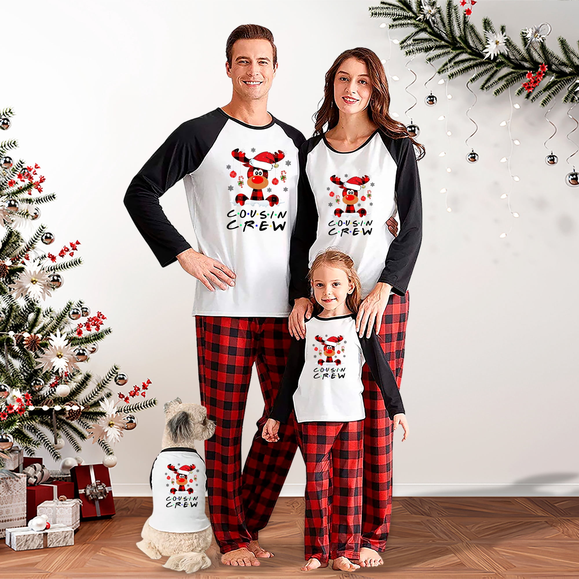 Cousin Crew Family Matching Christmas Pajamas with Festive Plaid ...