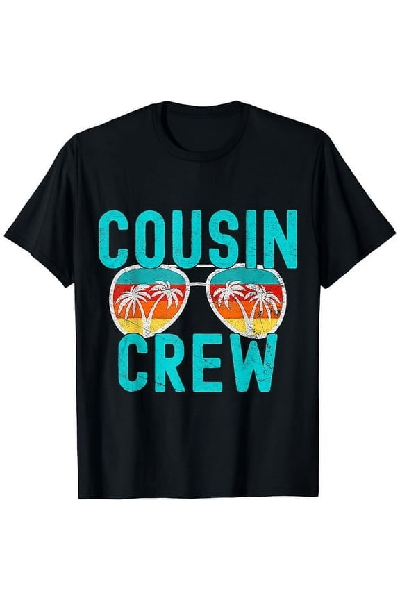 Cousin Crew Family Vacation Summer Vacation Short Sleeve Round Neck Black T-shirt Unisex