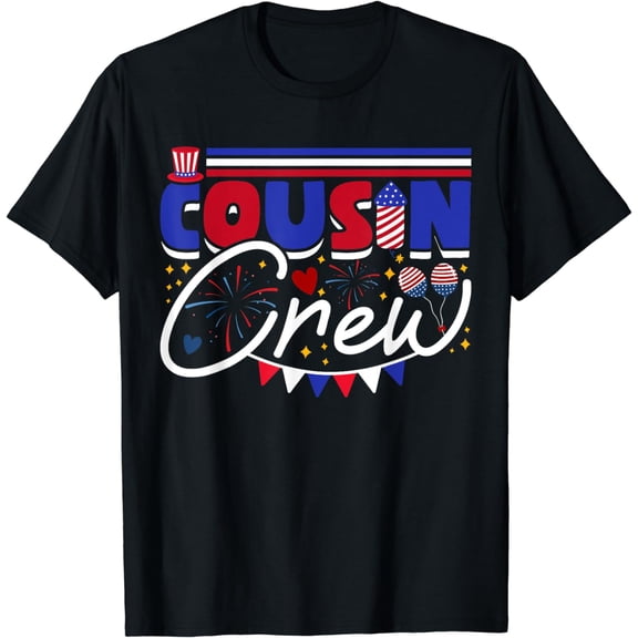 Cousin Crew Fireworks US America Flag Patriotic 4th Of July T-Shirt