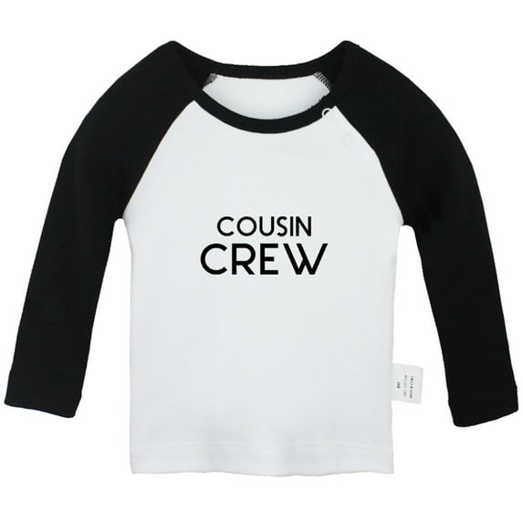 Cousin Crew Funny T shirt For Baby, Newborn Babies T-shirts, Infant Tops, 0-24M Kids Graphic Tees Clothing (Long Black Raglan T-shirt, 12-18 Months)