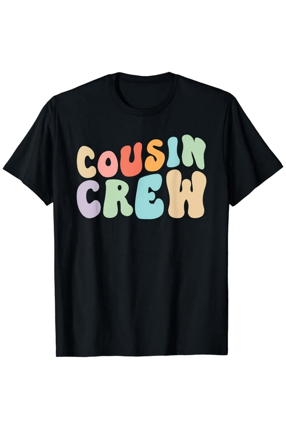 Cousin Crew Groovy Retro Graphic T-Shirt for Family Matching Cotton Blend