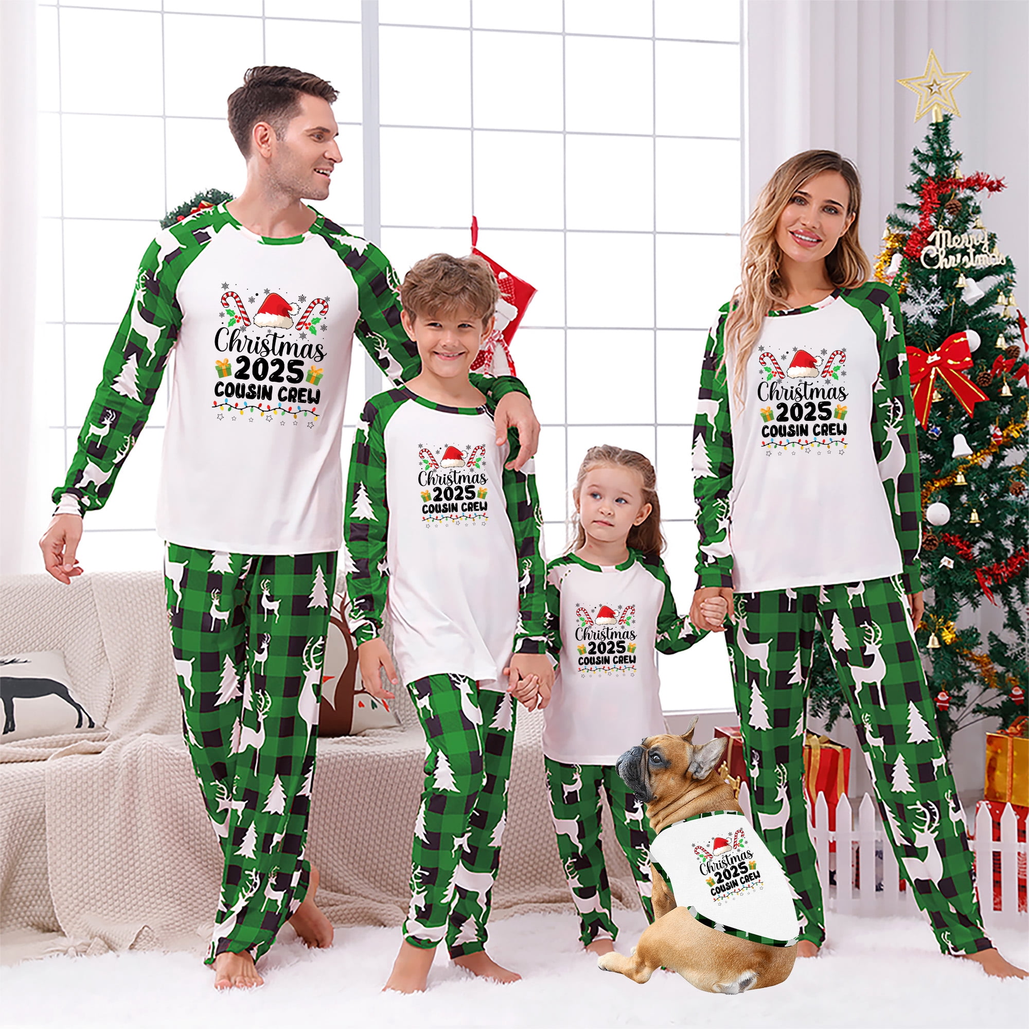 Cousin Crew Matching Family Christmas Pajamas 2025, 2 Piece, Size NB ...