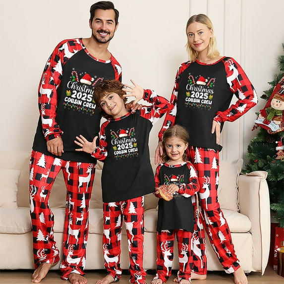 Cousin Crew Matching Family Christmas Pajamas 2025, 2 Piece, Size NB - Men 6XL