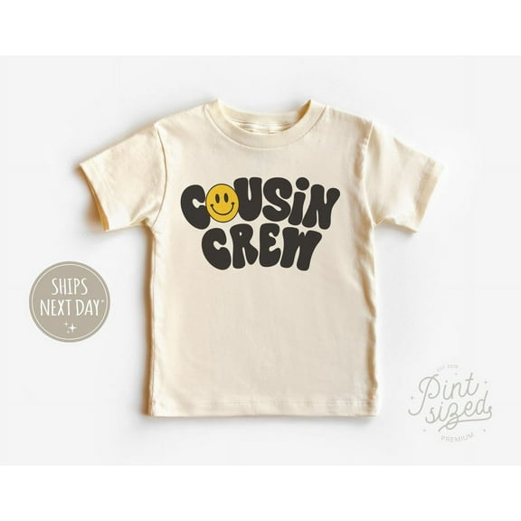 Cousin Crew Smiley Face Toddler Shirt - Retro Cousin Crew Kids Shirt - Cute Matching Cousins Natural Toddler Tee, New Born, Baby Shower Gift, New Parents Gift
