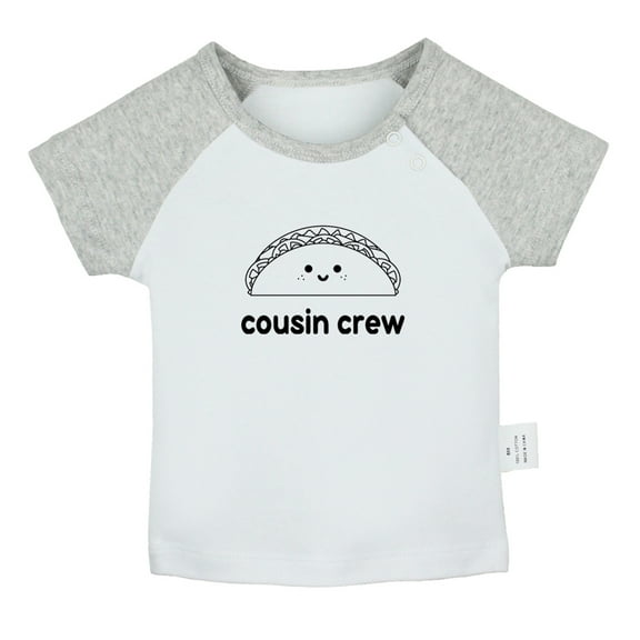 Cousin Crew & Taco Image Print T shirt For Baby, Newborn Babies T-shirts, Infant Tops, 0-24M Kids Graphic Tees Clothing (Short Gray Raglan T-shirt, 6-12 Months)