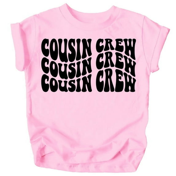 Cousin Crew Wavy T-Shirts for Toddler & Youth Kids Black on Pink Shirt 5-6