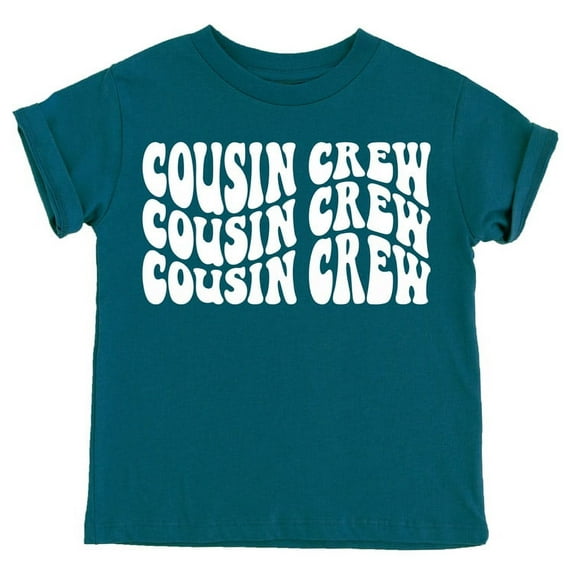 Cousin Crew Wavy T-Shirts for Toddler & Youth Kids White on Military Green Shirt 2T