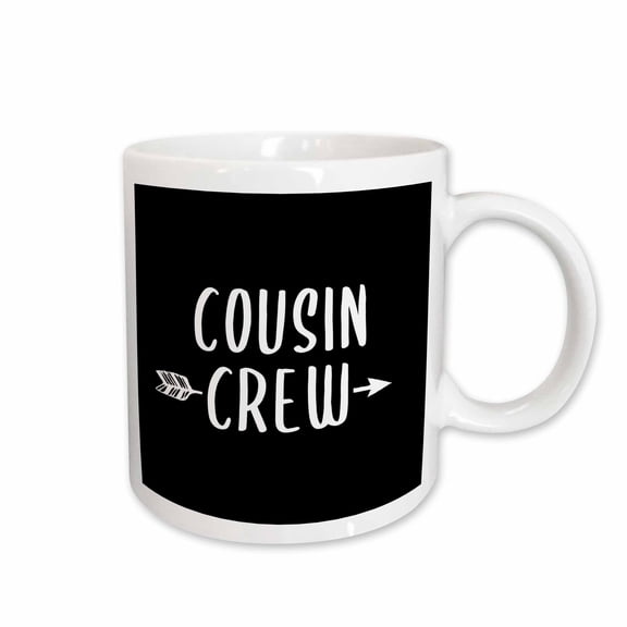 3drose, Cousin Crew. White Lettering and Arrow on Black Background., 15oz Mug