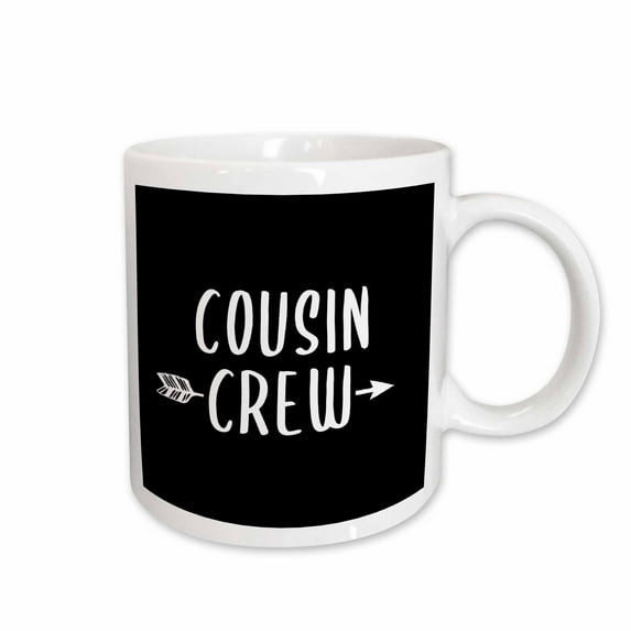 3drose, Cousin Crew. White Lettering and Arrow on Black Background., 15oz Mug