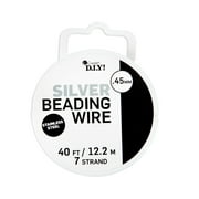 Cousin DIY 0.45mm Beading Wire, Silver Stainless Steel Metal, 7-Strand Wire, 40 ft.