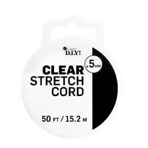 Cousin DIY 0.5 mm Clear Elastic Stretch Cord, 50 ft Roll, Jewelry Making