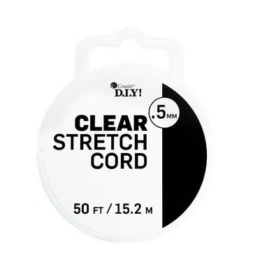 Cousin DIY 0.5 mm Clear Elastic Stretch Cord, 50 ft Roll, Jewelry Making