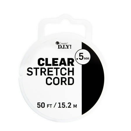 Cousin DIY 0.5 mm Clear Elastic Stretch Cord, 50 ft Roll, Jewelry Making