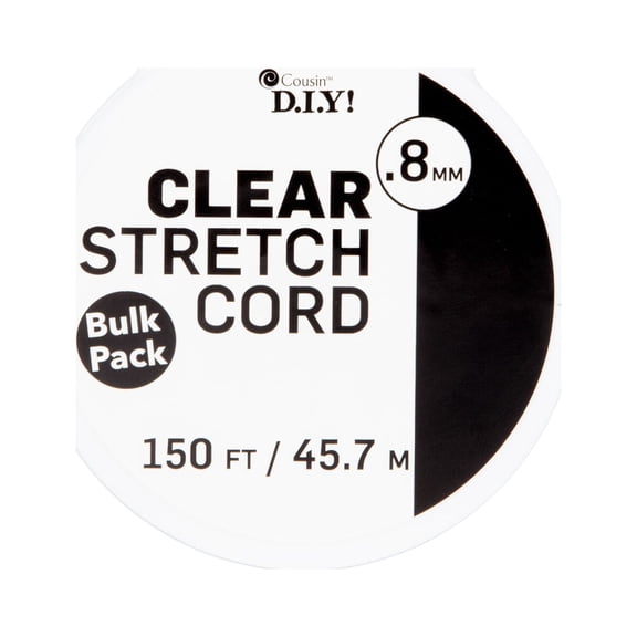 Cousin DIY 0.8mm Clear Stretch Cord – 50 Yard Elastic Beading Thread for Bracelets, Necklaces, and Beaded Crafts