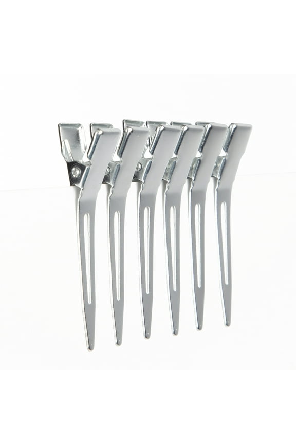 Cousin DIY 1.75 in Single Prong Metal Hair Clip, Bulk Pack of 33, Silver, Small, Adult