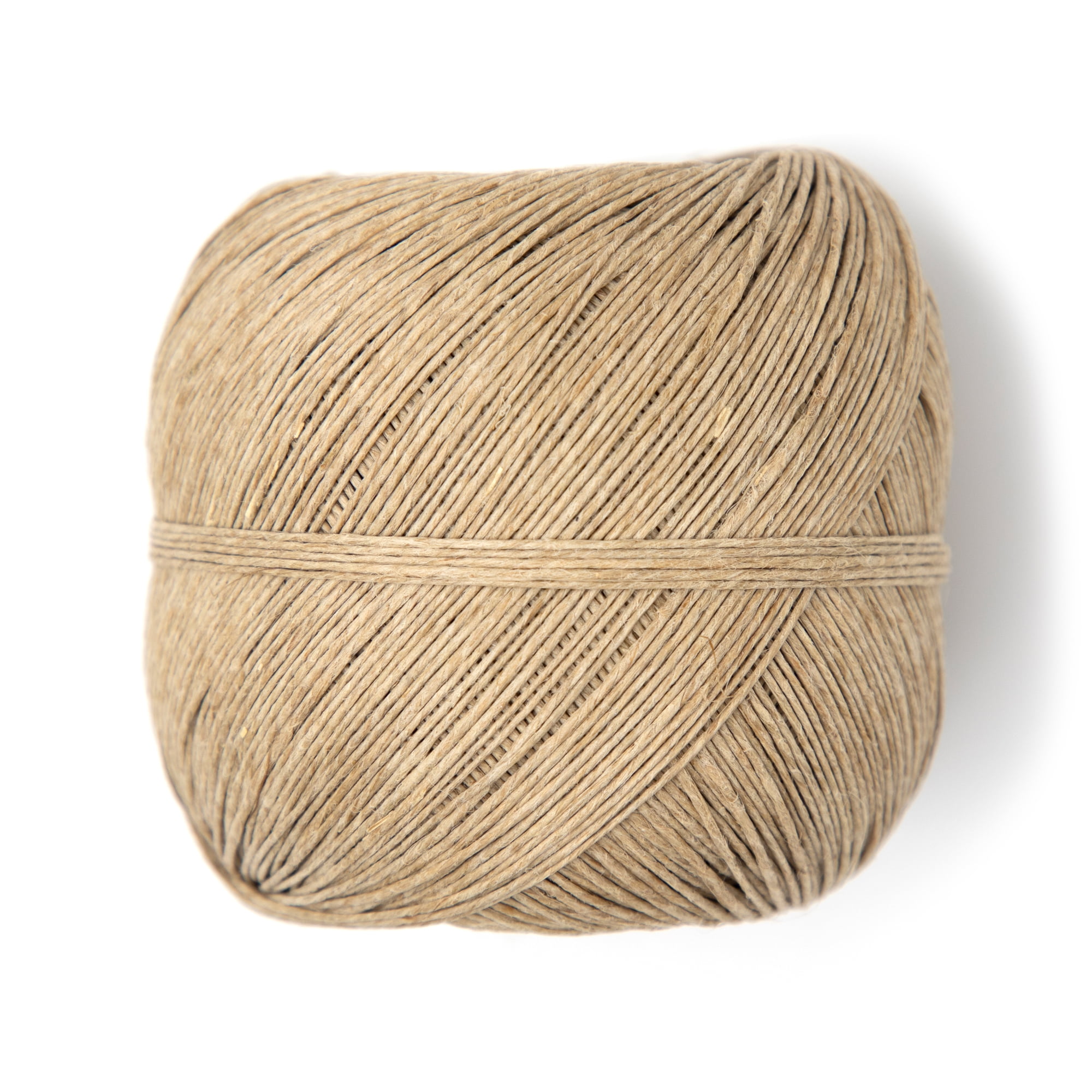 Bundle of round brown thin hemp rope with fiber texture isolated on a white  background.Twine