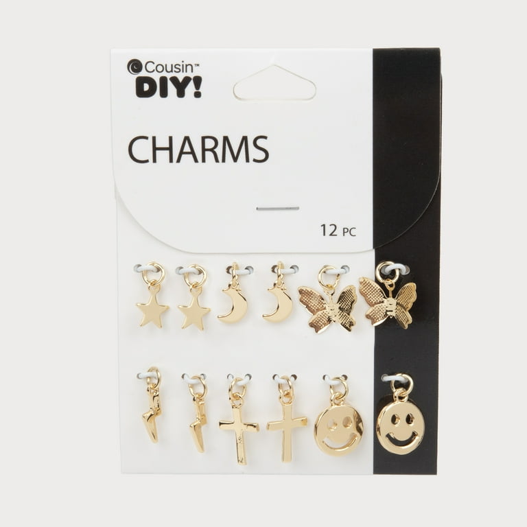 Cousin DIY 12 Piece Gold Metal Symbol Charm Sets, Jewelry Making