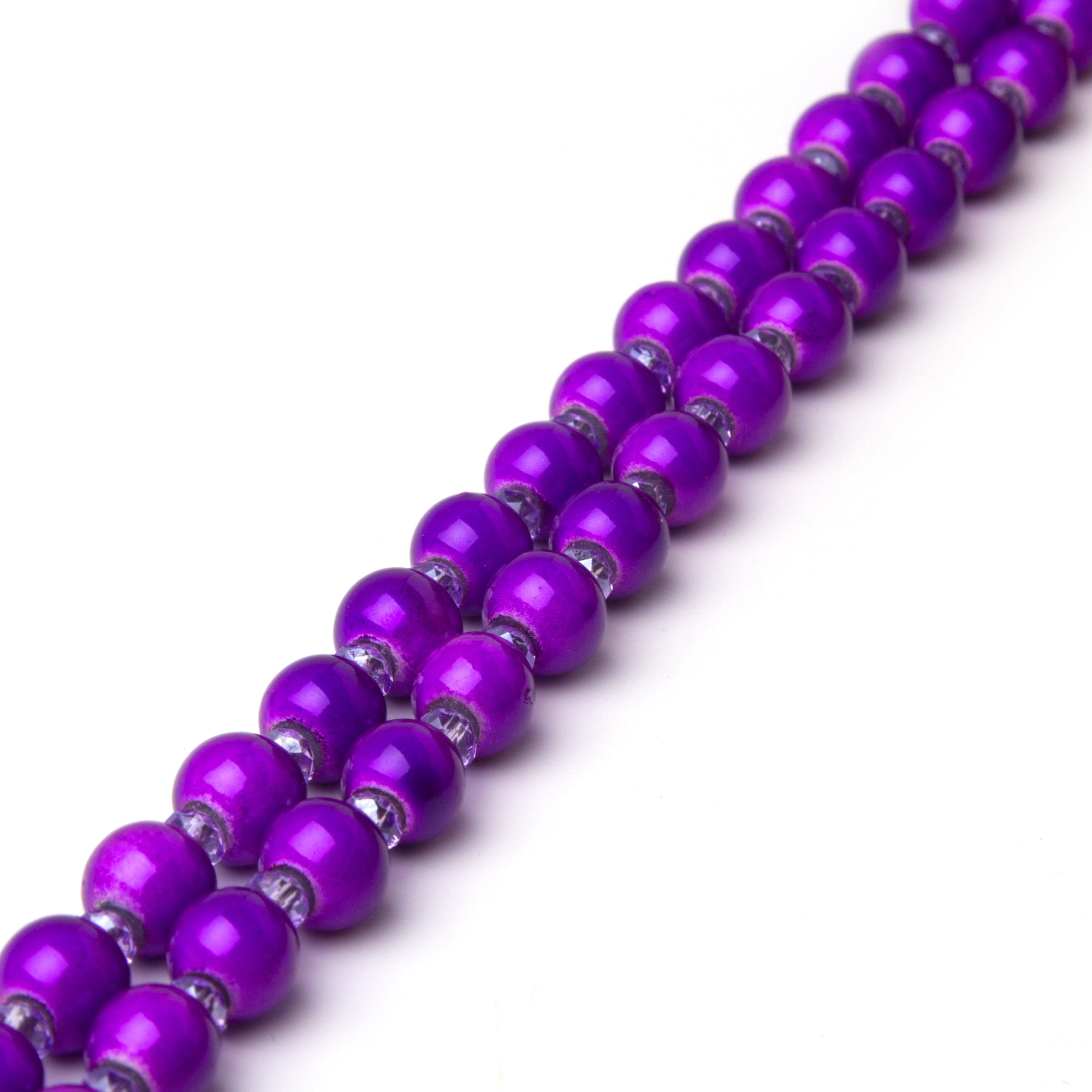 Chunky 4-Strand Triangle Glass Beads on Leather (Purple Color Mix) –