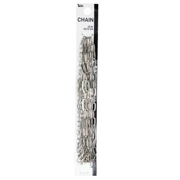Cousin DIY 18 in Dainty Oval Chain with 3 in Extender, 3 Sizes, Silver Finish Metal