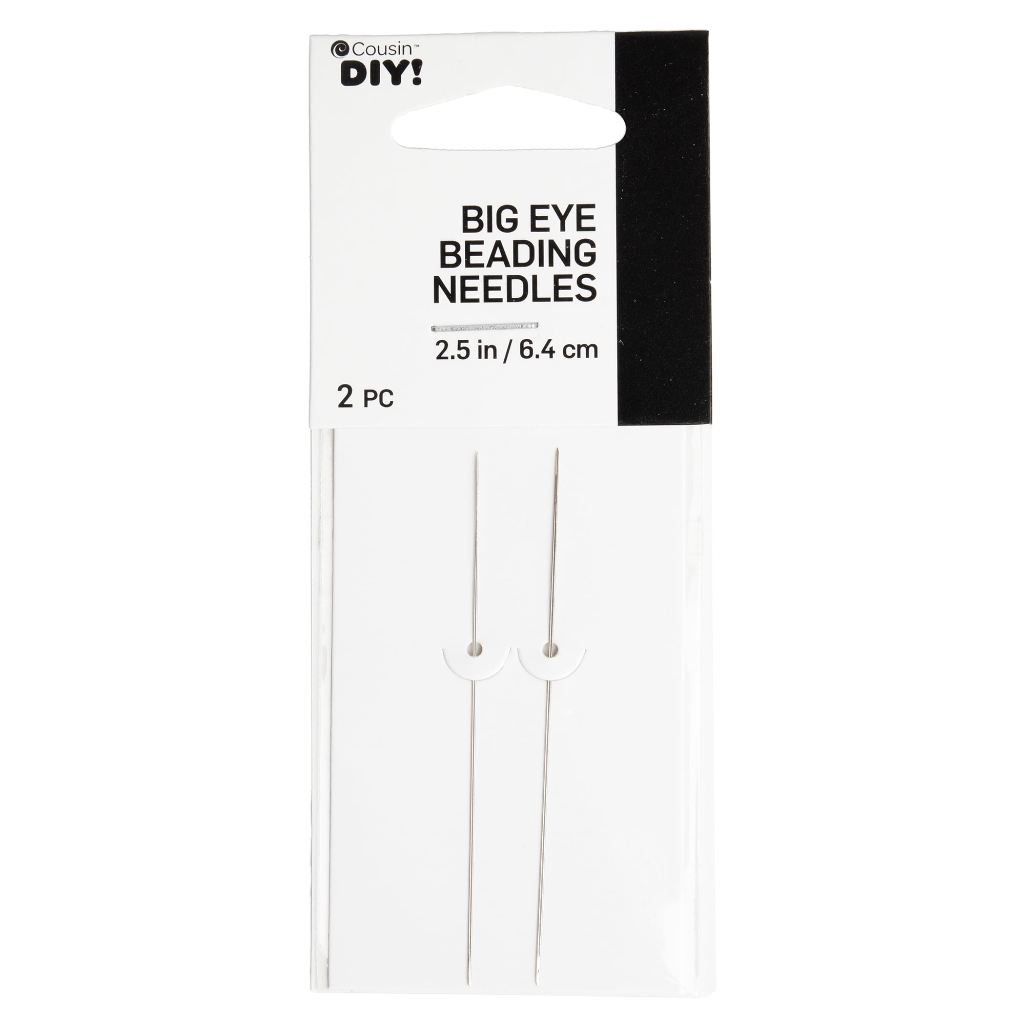 Cousin DIY 2.5 in. Big Eye Beading Needles, Silver, Steel, 2 Pc. Unisex for  Adults