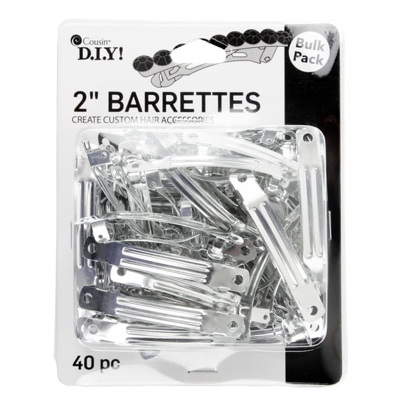 Cousin DIY 2" French Barrette, Silver Metal Hair Clips, 40 Piece
