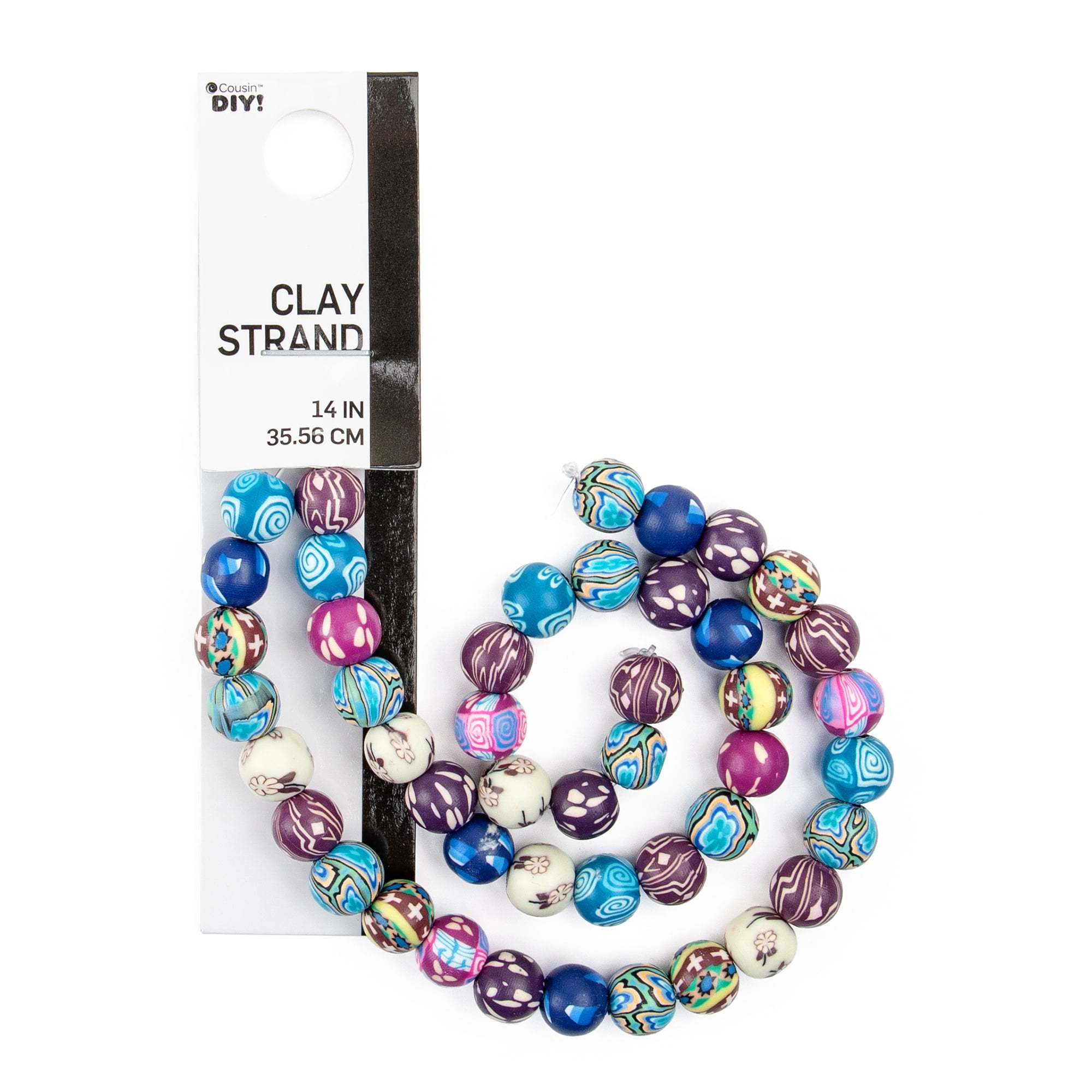 Cousin DIY Multi-Color Polymer Clay Beads, 2-Strand, 14 Inches, 46 Piece Set for Adults