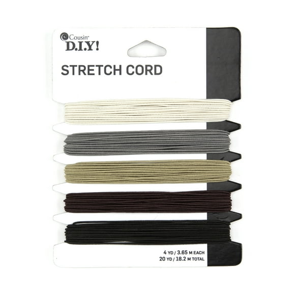 Cousin DIY 20 yd Fabric Neutral Stretch Cord, Brown, 5 Piece Roll, Jewelry Making