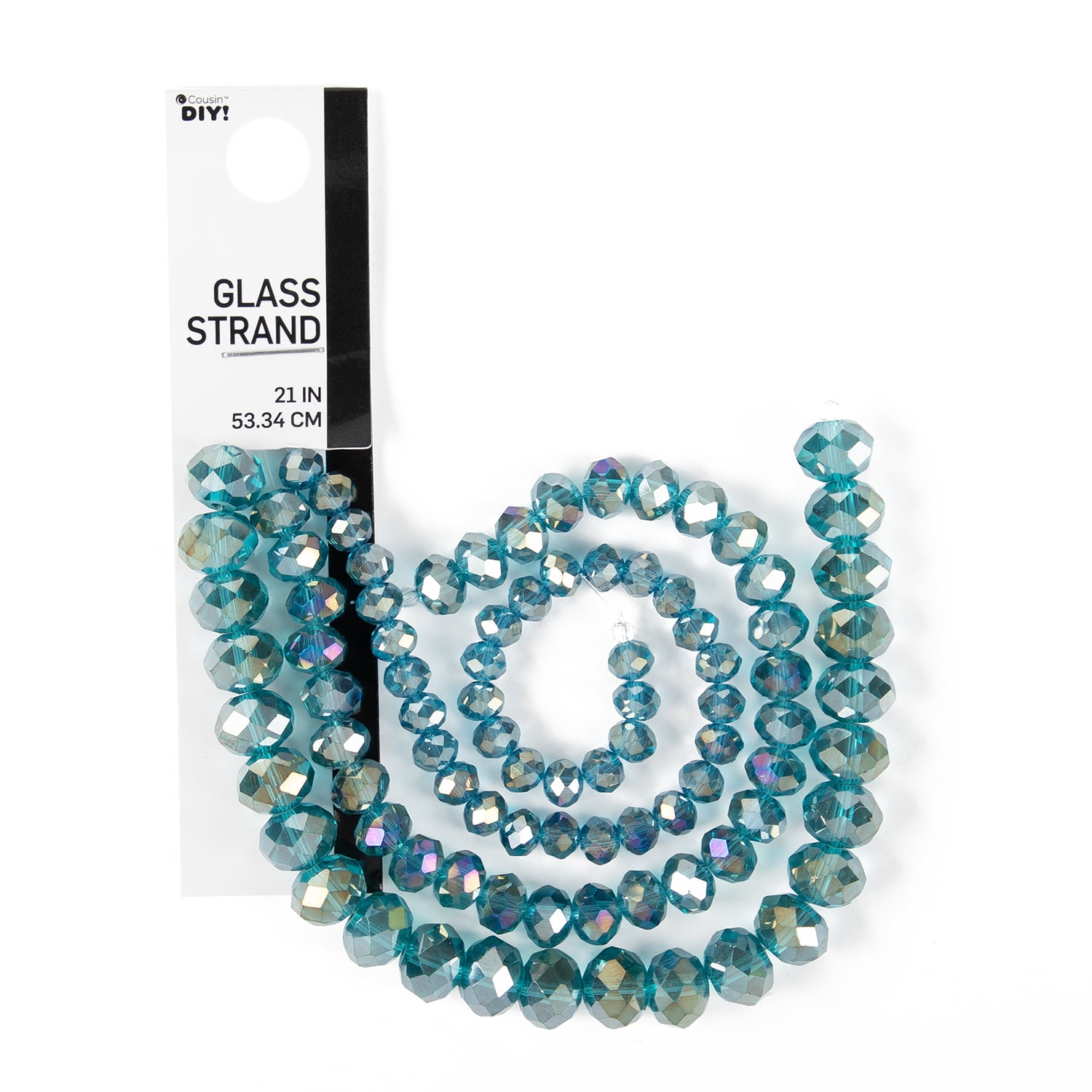 Cousin DIY Indicolite Teal AB Glass Rondelle Beads 4/6/8mm 3-Strand 88 Pieces
