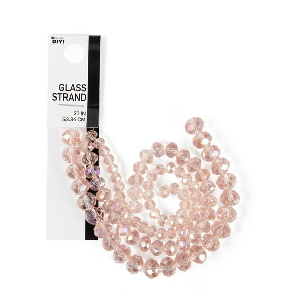 Cousin DIY 3-Strand Light Rose AB Glass Rondelle Beads 4/6/8 mm, 7 in/Strand, 88 Piece