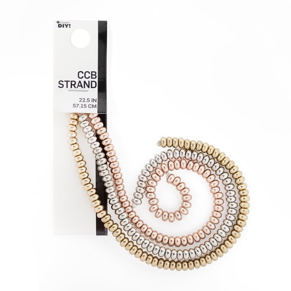 Cousin DIY 3-Strand Metallic Disk Beads, Gold/Silver/Rose, 7.5in Each, 210 Piece, Adult