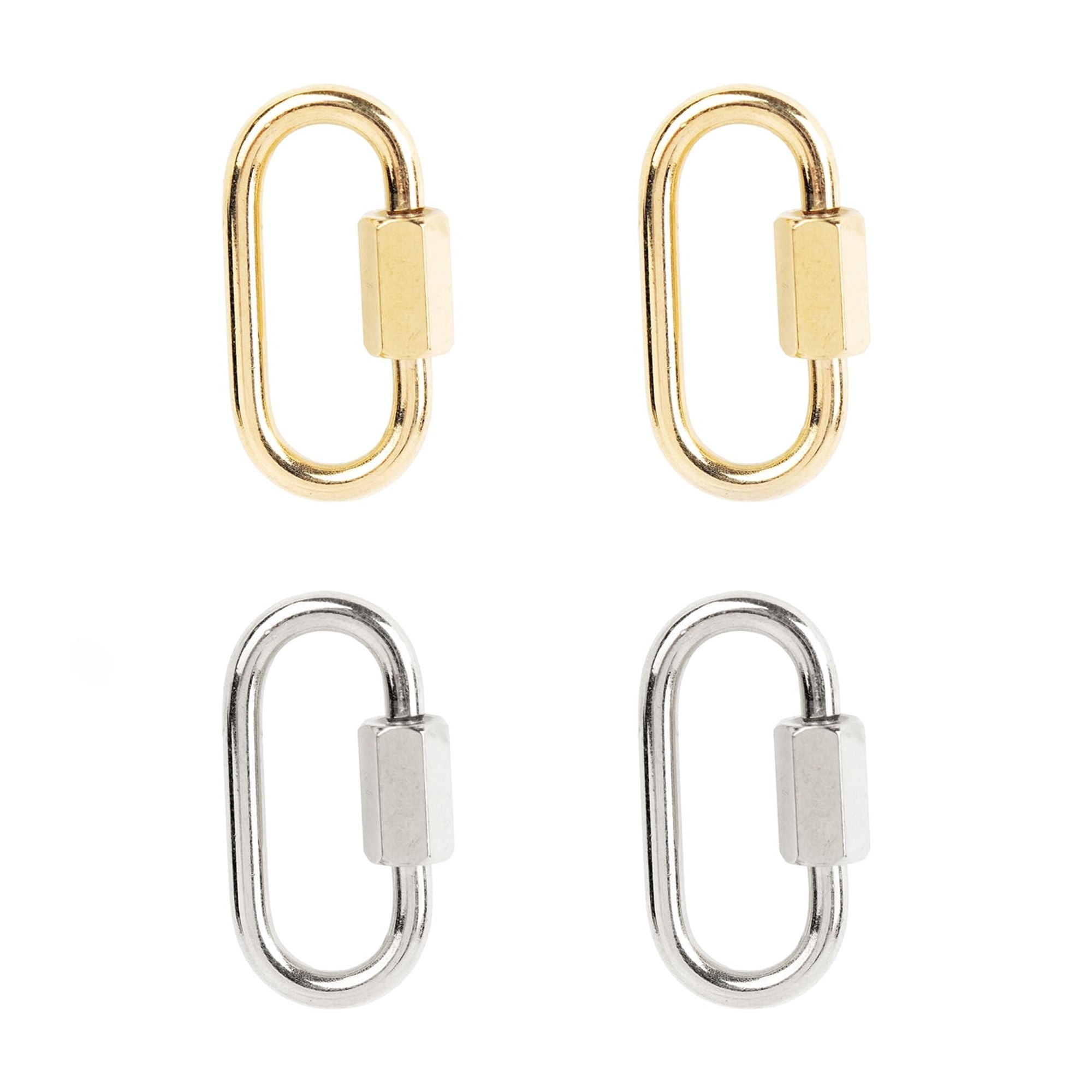 Cousin DIY 4 Piece Oval Carabiner Screw-Close Jewelry Clasp, Silver/Gold, Stainless Steel, Unisex