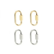 Cousin DIY 4 Piece Oval Carabiner Screw-Close Jewelry Clasp, Silver/Gold, Stainless Steel, Unisex