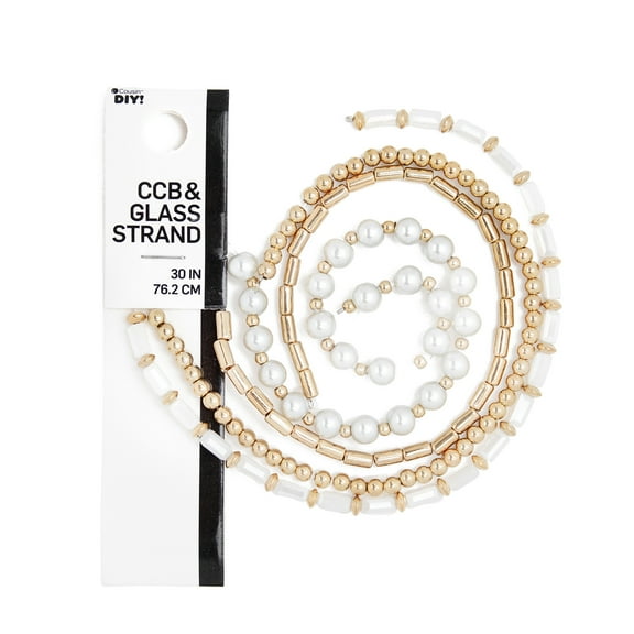 Cousin DIY 4-Strand Gold/White Round and Cylinder Beads, 7.5in Strand, 182 Piece, Adult