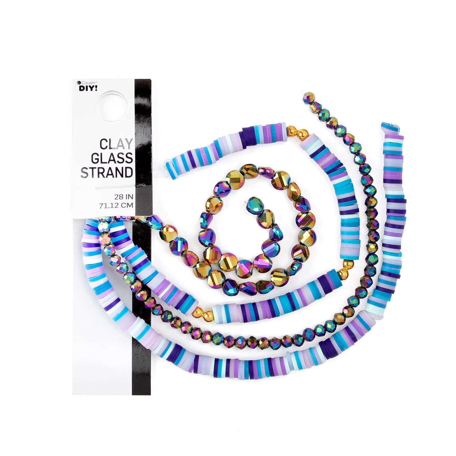 CousinDIY Jewelry Making 4-Strand Bead Kit With Heishi, Rainbow Glass Rondelle and Coin Beads