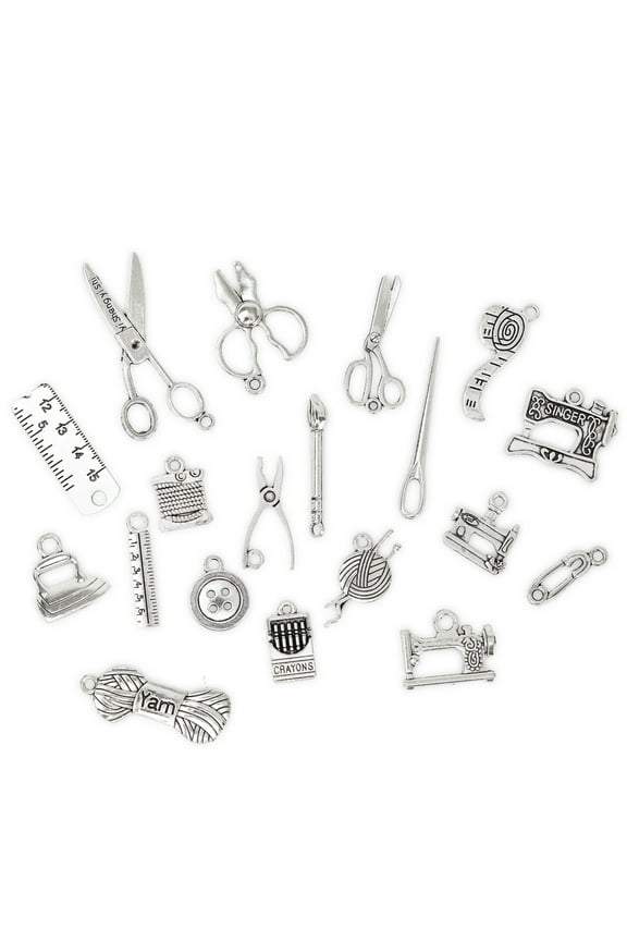Cousin DIY 50 Piece Sewing Charms, Silver Finish, Metal, 0.08 lb, Unisex, Adult -Model 69995735