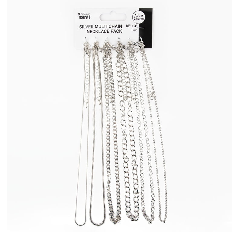 シルバーアクセ　DIYキット Cousin DIY 6 Piece Silver Multi Chain Necklace Pack, 18-21 in with