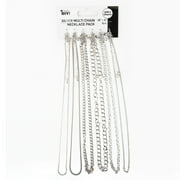 Cousin DIY 6 Piece Silver Multi Chain Necklace Pack, 18-21 in with Extender, Adult, Unisex, Metal