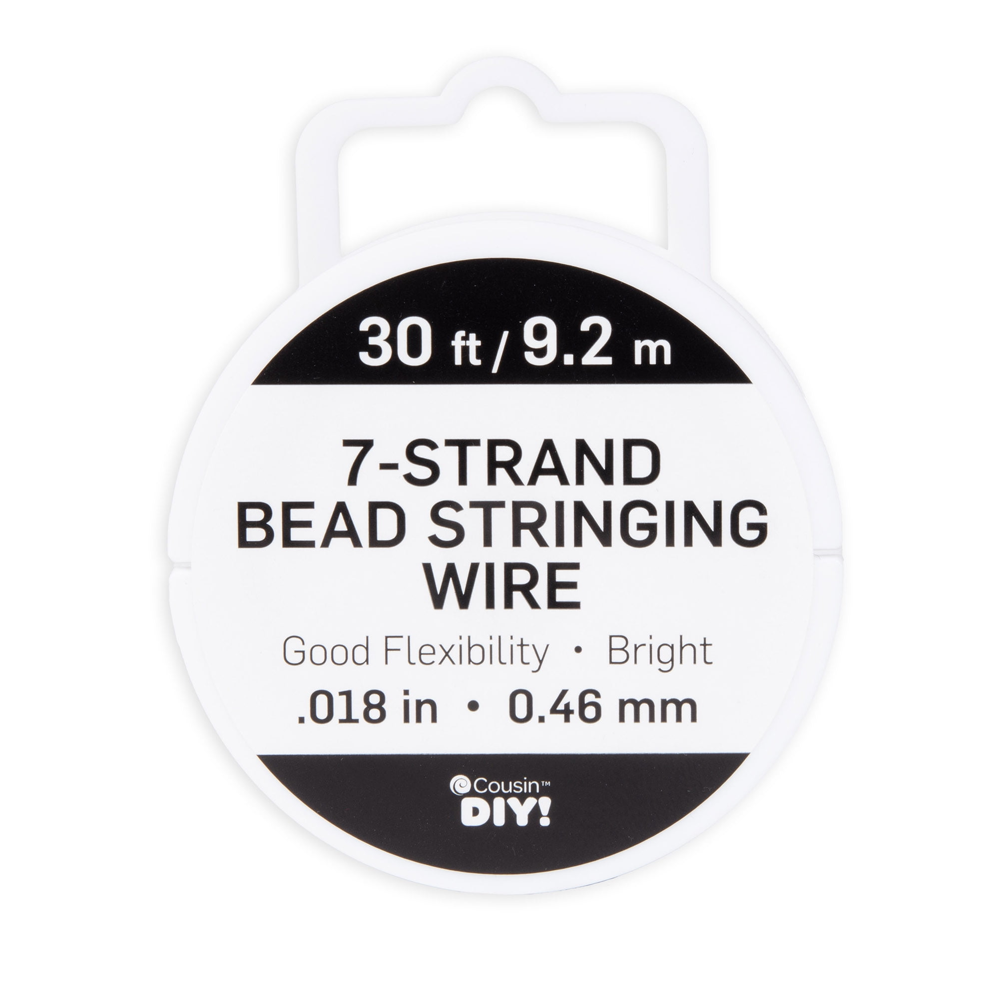 Cousin DIY 7-Strand Stainless Steel Flexible Beading Wire, Bright Silver, 0.018 in x 30 ft Roll