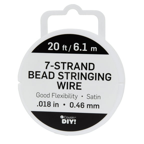 Cousin DIY 7-Strand Stainless Steel Flexible Beading Wire, Satin Silver, 0.018 in x 20 ft Roll