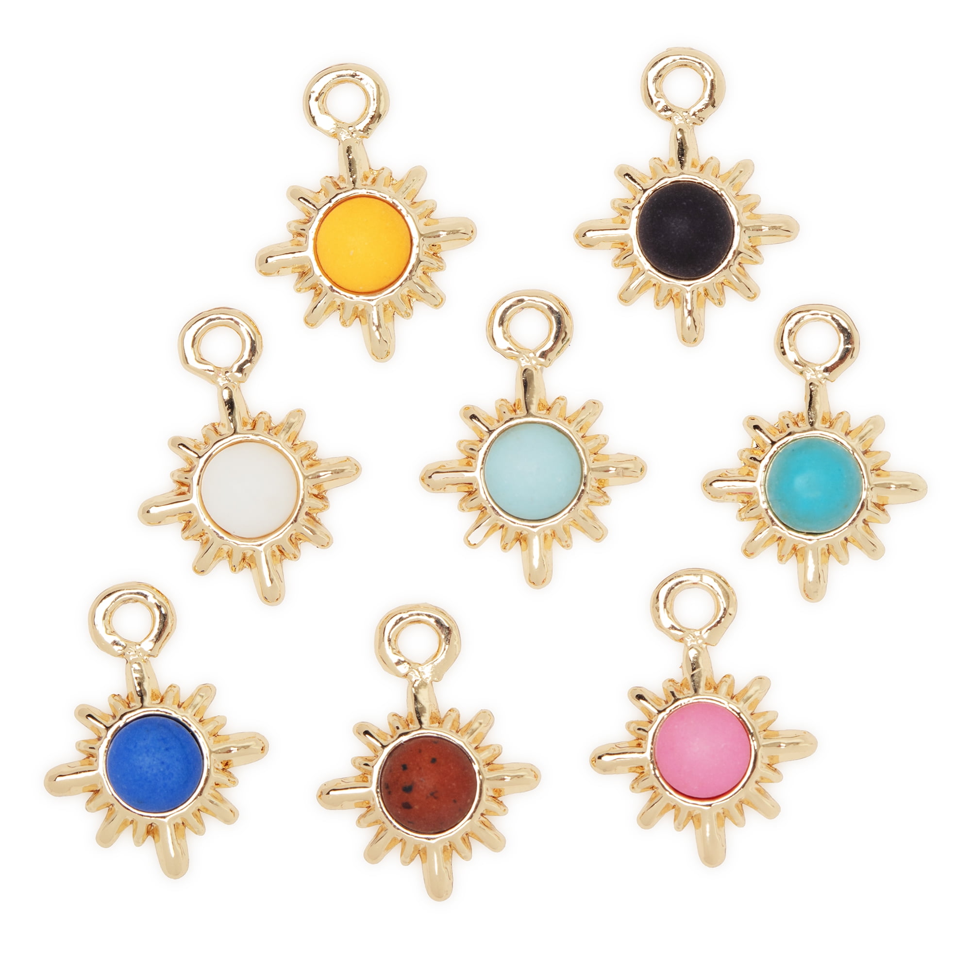 COUSINDIY Cousin DIY 8 Piece Starburst Charms, Gold with Multicolor Center, Adult, Unisex-Model 69995703