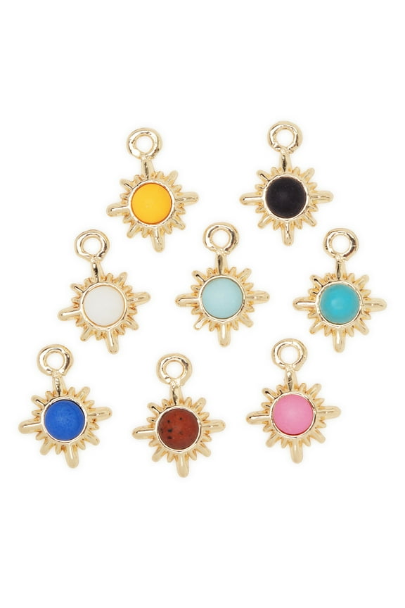 Cousin DIY 8 Piece Starburst Charms, Gold with Multicolor Center, Adult, Unisex-Model 69995703
