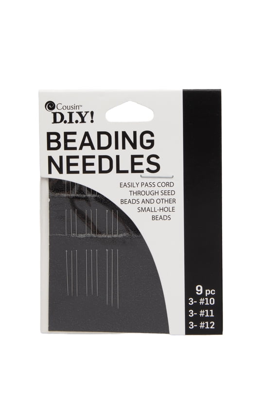 DIY 9 Piece Assorted Beading Needle Set, Size #10-12, Silver Metal, Adults